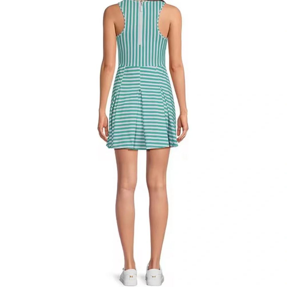 β¨ π Addison Bay Racquet Striped Print Crew Neck Sleeveless Pleated Active πβ¨ - Picture 4 of 15